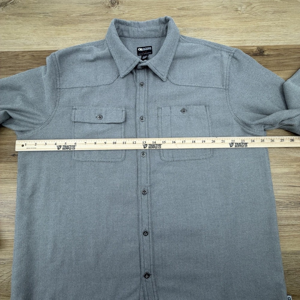 Outdoor Research Shirt Men XL Gray Long Sleeve Button Feedback Flannel Hiking - Picture 6 of 8
